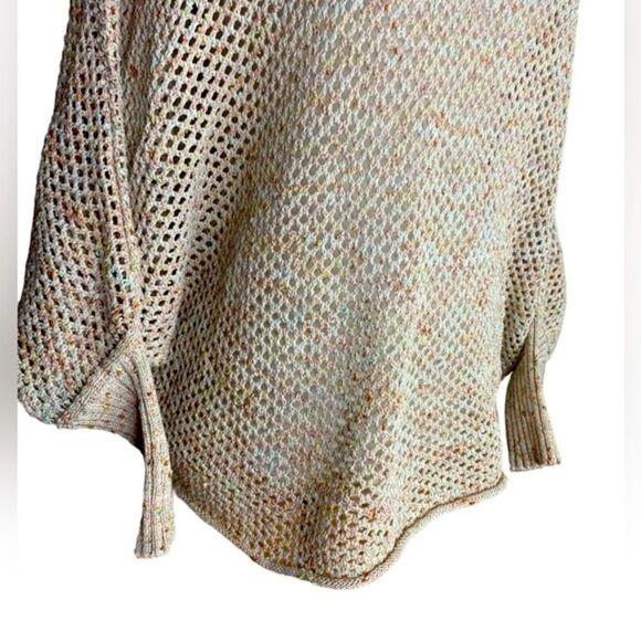 Kerisma Wm’s Sz Med Tan Speckled Dolman Sleeve Hooded Open Knit Sweater - Picture 3 of 6